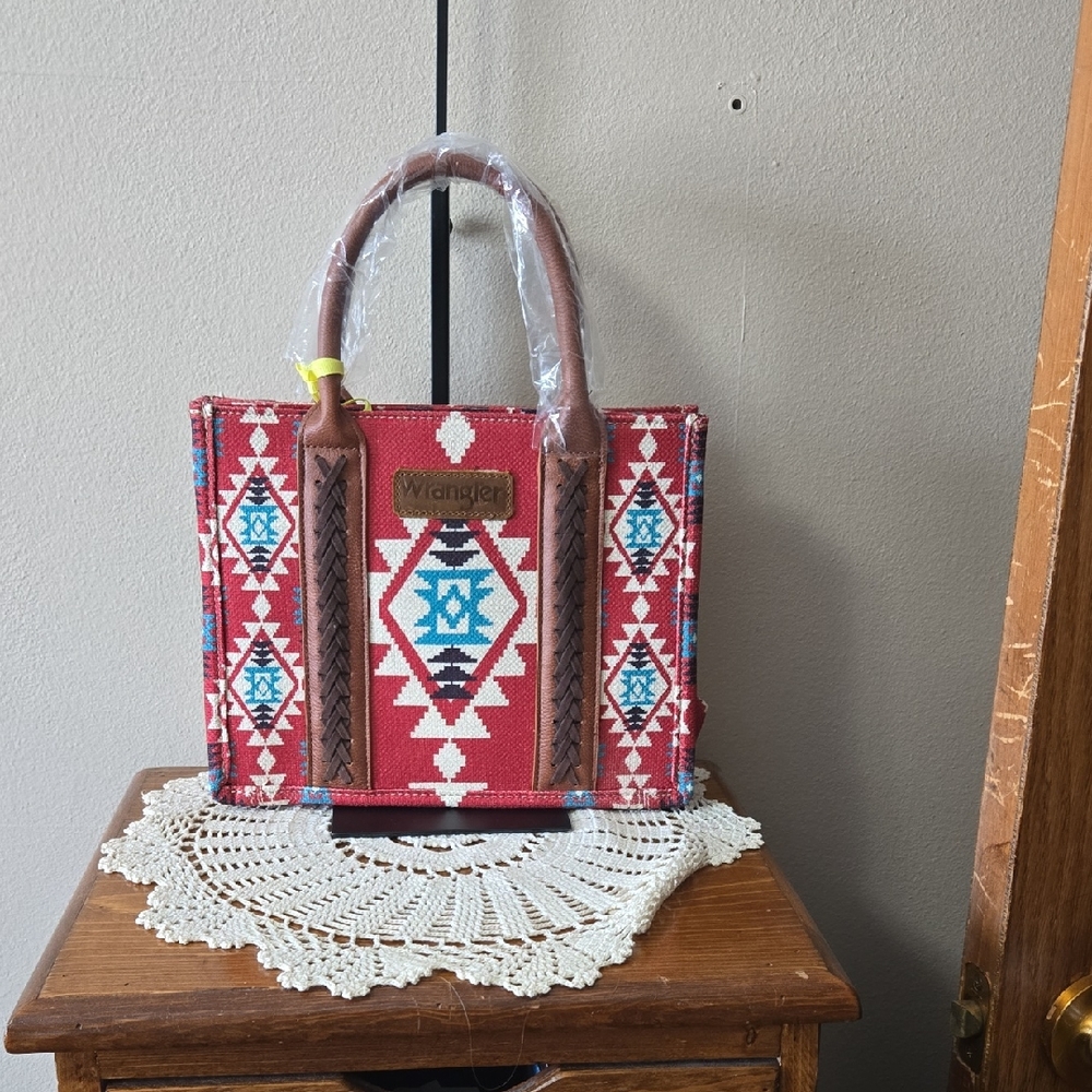 Wrangler Geometric Red and Blue Tote